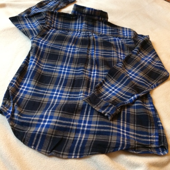 FADED GLORY FLANNEL BUTTON DOWN BLUE GRAY WHITE XXL - Picture 6 of 7